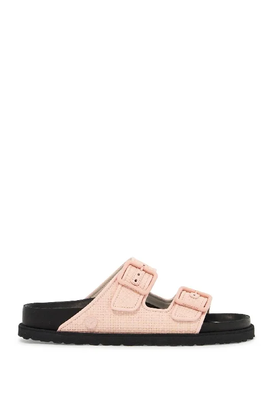 Birkenstock 1774 Women's Arizona Raffia Slide Metallic Trim Shoe Design  