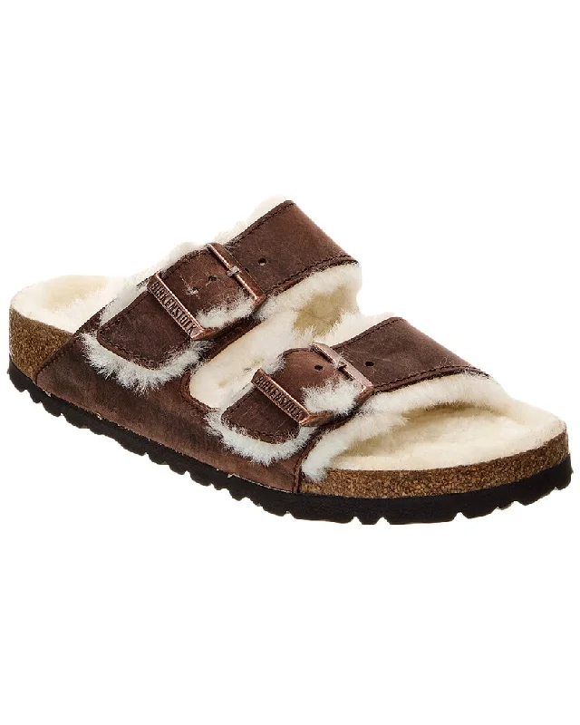 Birkenstock Arizona Narrow Leather & Shearling Sandal Minimalist Sneaker Style  