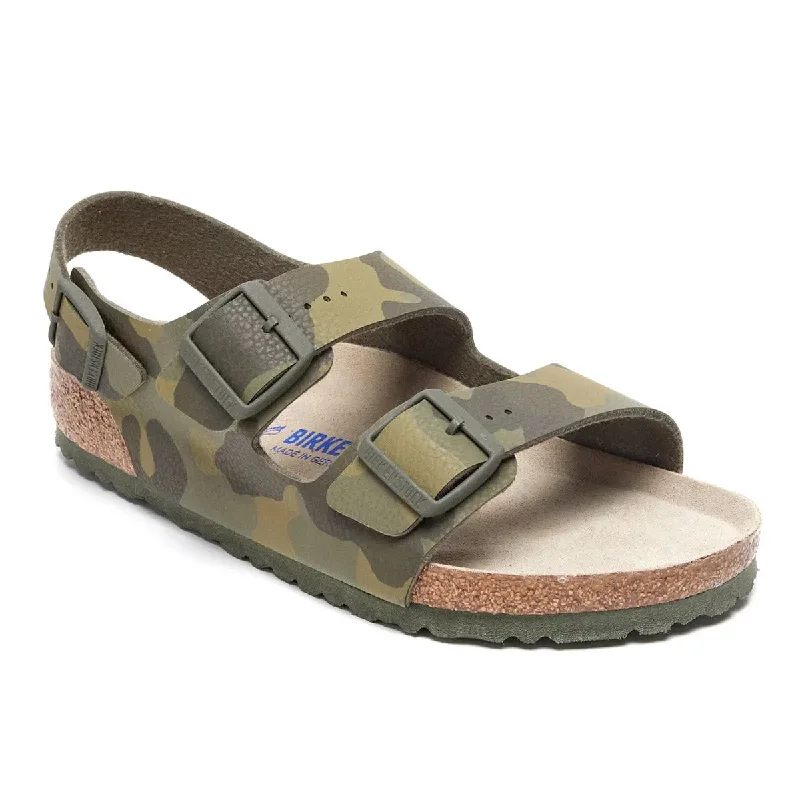 Birkenstock Milano Soft Footbed Birko-Flor Sandals Embroidered Cowboy Boot Design  