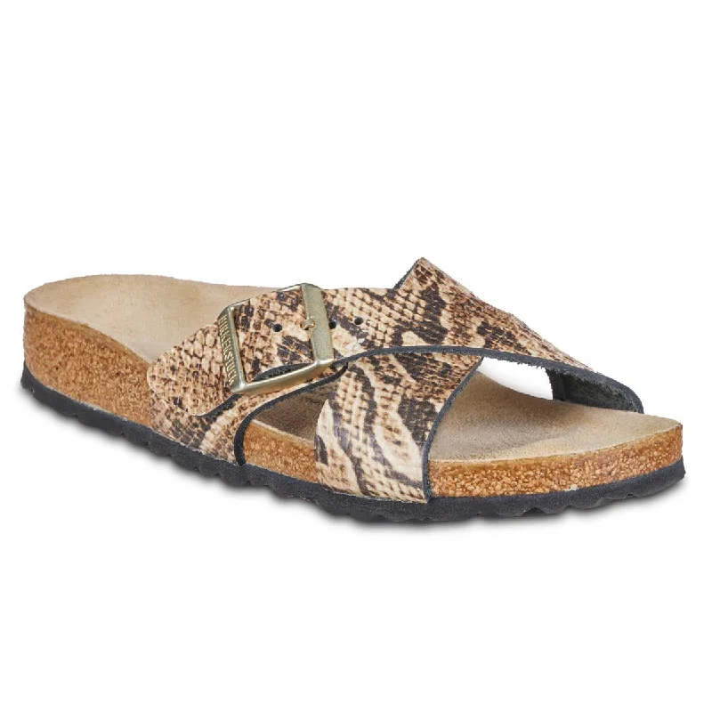Birkenstock Siena Embossed Leather Snake Sandals Beaded Moccasin Design 