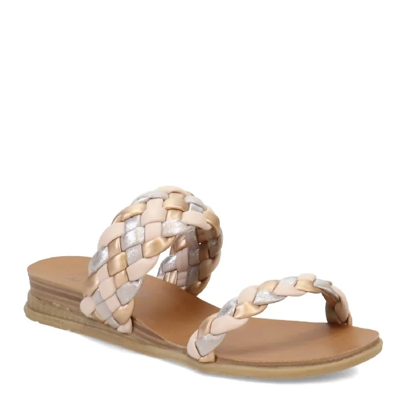 Bollini Sandal In White Sand/silver Leather Driving Shoe Style  