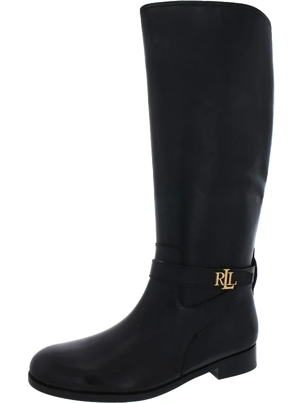 Brittaney Womens Leather Riding Knee-High Boots Quilted Shoe Design  
