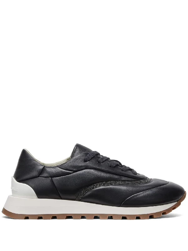 Brunello Cucinelli Women's Sneakers Distressed Leather Shoe Style  