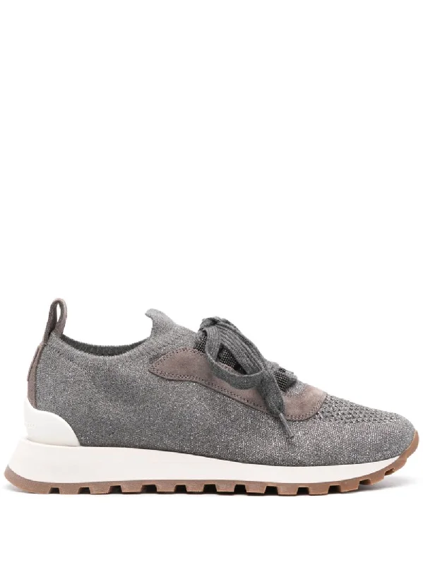 Brunello Cucinelli Women's Sneakers Striped Shoe Style  