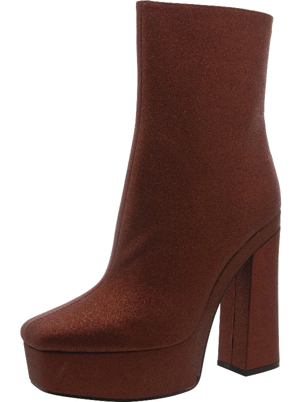 Brya Womens Zipper Square Toe Mid-Calf Boots Embroidered Cowboy Boot Design  