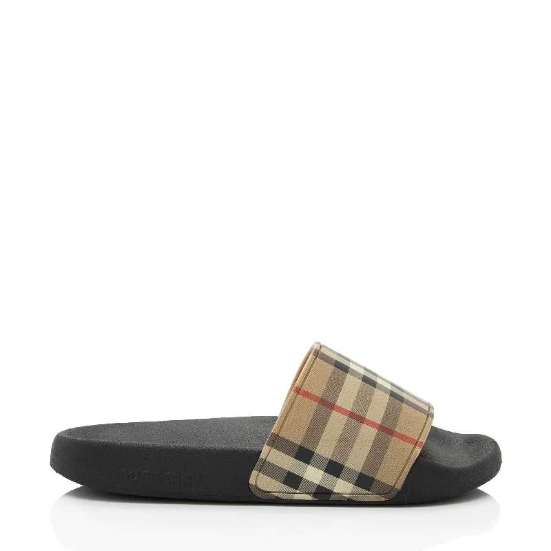 Burberry Rubber Vintage Check Slides Comfortable Derby Style  