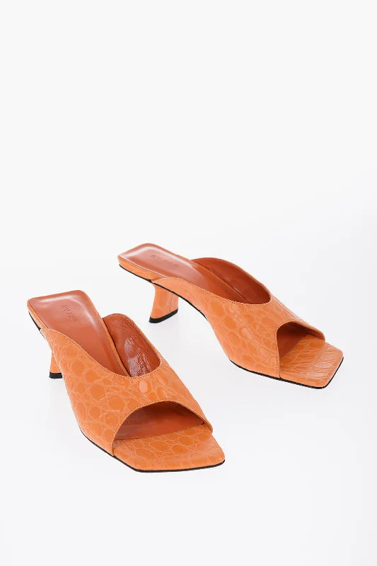 By Far Crocodile Effect Leather Huston Sandals With Spool Heel 6Cm Retro Plimsoll Style By Far Crocodile Effect Leather Huston Sandals With Spool Heel 6Cm Retro Plimsoll Style