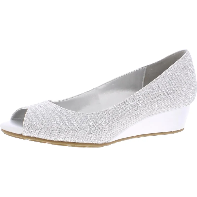 Candra 2 Womens Solid Peep Toe Wedge Sandals Strap - Up Sandal Resort Style  