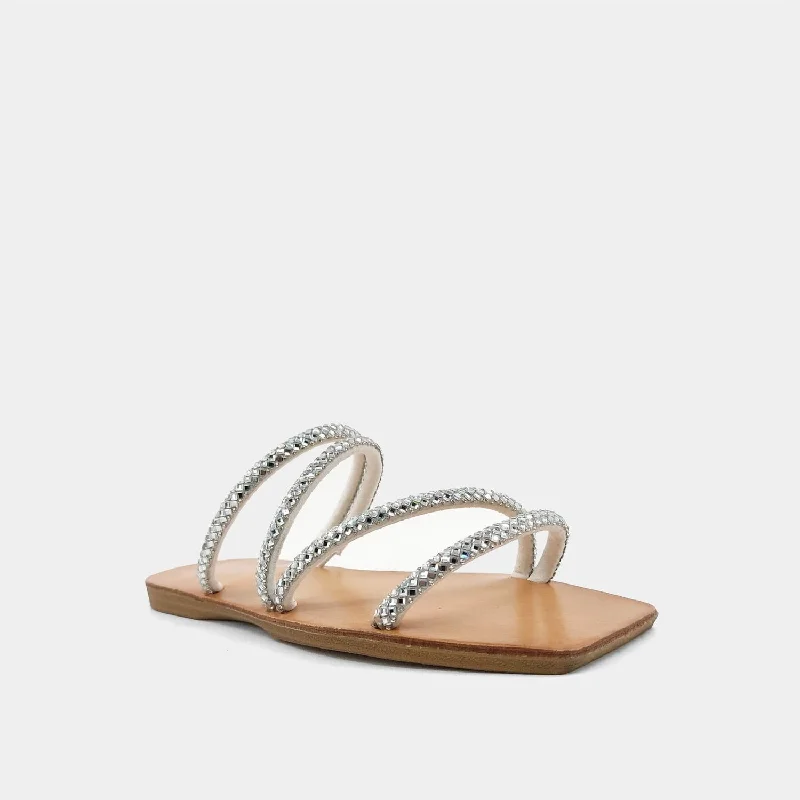 Celestina Sandal In Silver Slide Sandal Beach Style  