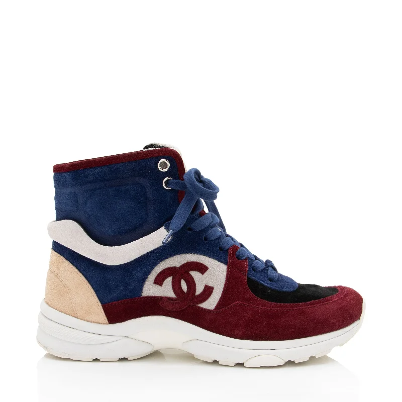 Chanel Leather Suede CC High Top Sneakers Ivy League Loafer Look 