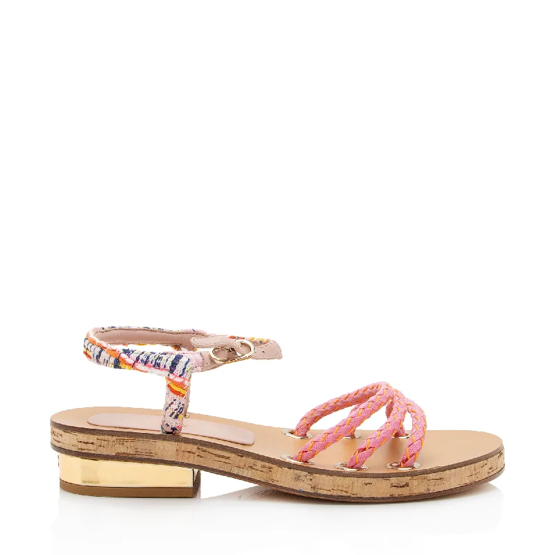 Chanel Tweed Braided Sandals Zip - Up Boot Style  