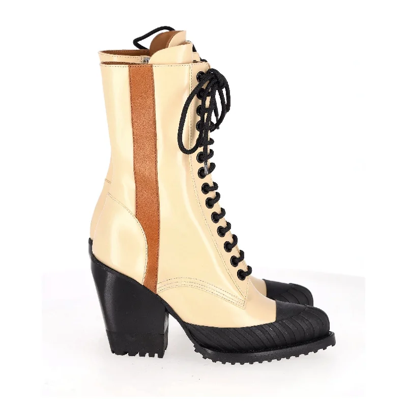 Chloe Rylee Lace Up Ankle Boots in Cream Calfskin Leather Retro Basketball Sneaker Design Chloe Rylee Lace Up Ankle Boots in Cream Calfskin Leather Retro Basketball Sneaker Design