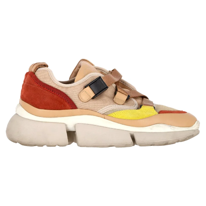 Chloé Sonnie Low-Top Sneakers in Multicolor Leather and Mesh Desert Boot Utility Style  