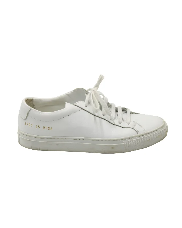 Common Projects Achilles Lace-Up Sneakers in White Leather Strap - Up Sandal Resort Style  