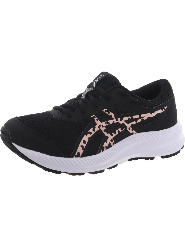 Contend 8 GS Girls Lace-Up Padded Insole Running Shoes Neon - Accent Sneaker Look  
