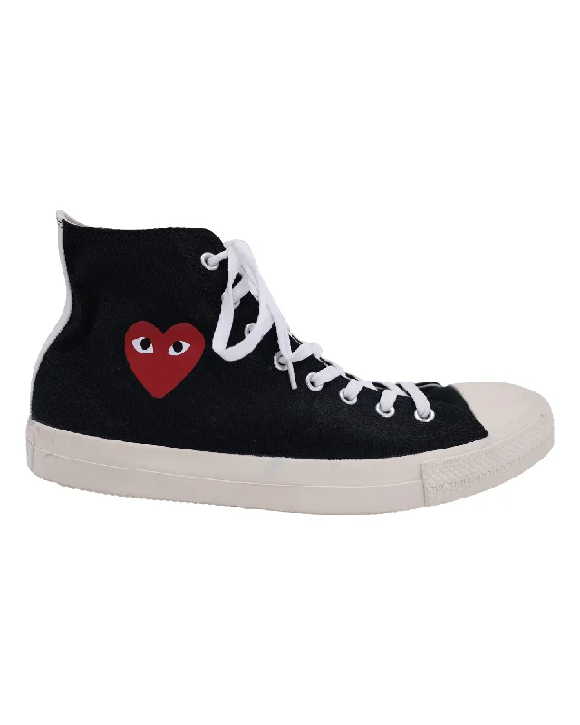 Converse x CDG Play Chuck Taylor High Cut Sneakers in Black Canvas Skateboarding Sneaker Style  