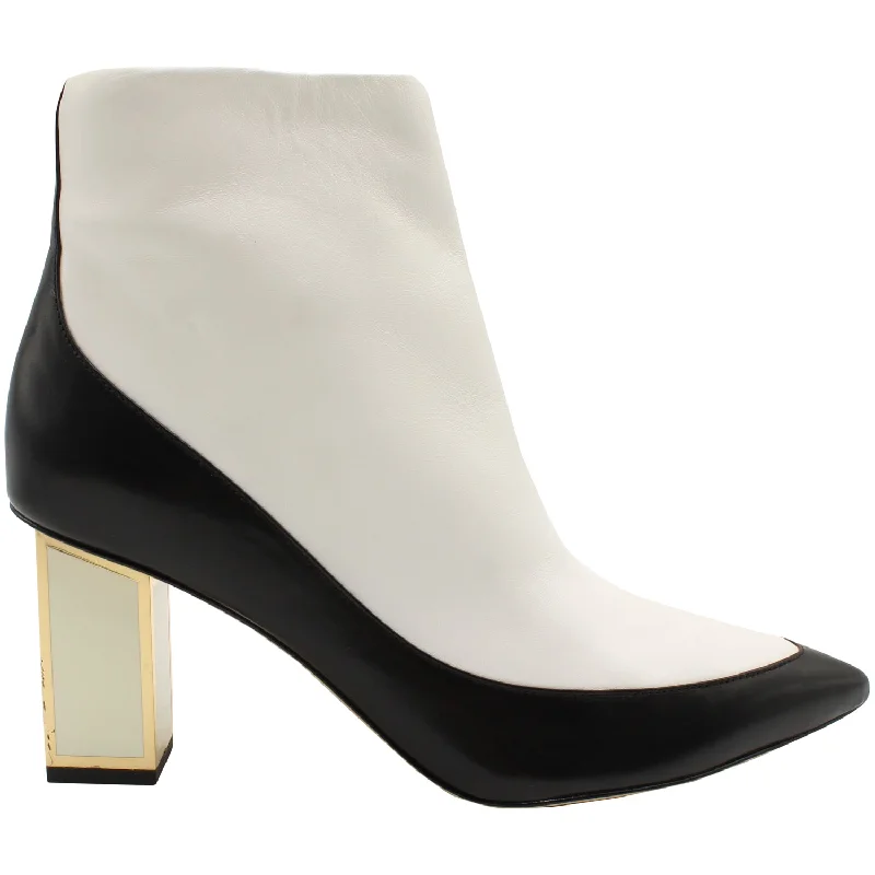 Diane Von Furstenberg Cainta Ankle Boots in White Leather Vintage Oxford Appeal 