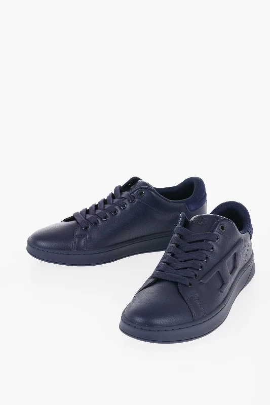 Diesel Lace-Up S-Athene Sneakers With Embossed Logo Leather Driving Shoe Style  