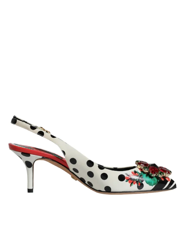 Dolce & Gabbana multi Leather Crystal Heels Slingback Women's Shoes (Pre-Owned) Skateboarding Sneaker Style  