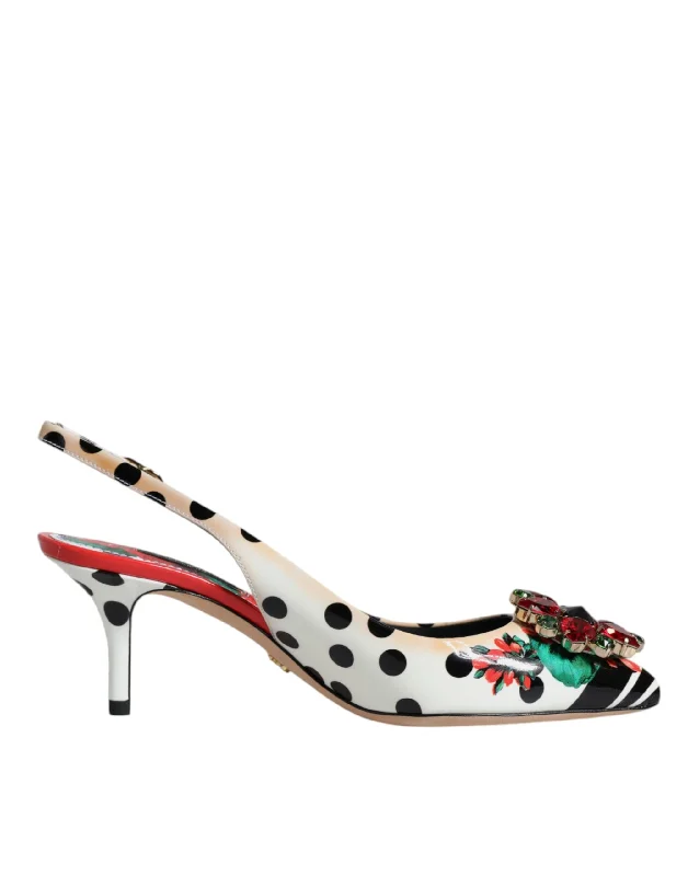 Dolce & Gabbana multi Leather Crystal Heels Slingback Women's Shoes (Pre-Owned) Beaded Moccasin Design 