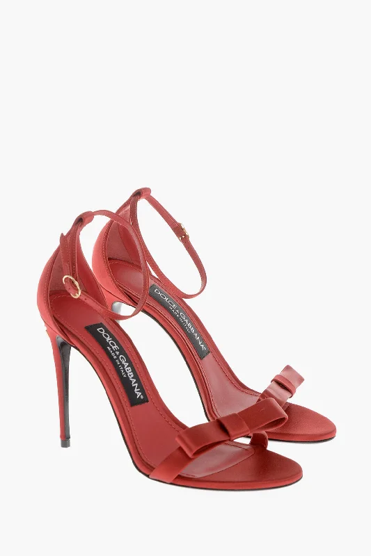 Dolce & Gabbana Satin Sandals With Bow Detail Heel 10 Cm Memory - Foam Slipper Look  