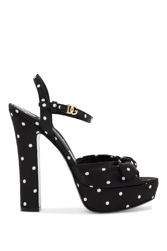 Dolce & Gabbana Women's "Keira Polka Dot Satin Platform Sandals Leather Driving Shoe Style  
