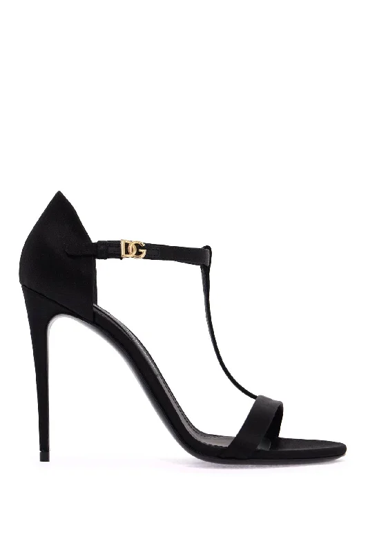 Dolce & Gabbana Women's Satin T-Bar Sandals In Retro Plimsoll Style  