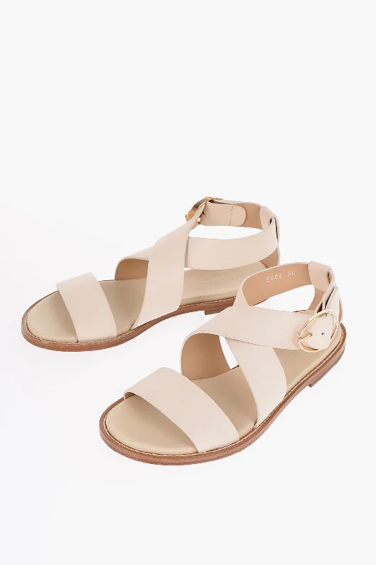 Doucal's Leather Sandals With Golden Buckle Ivy League Loafer Look 