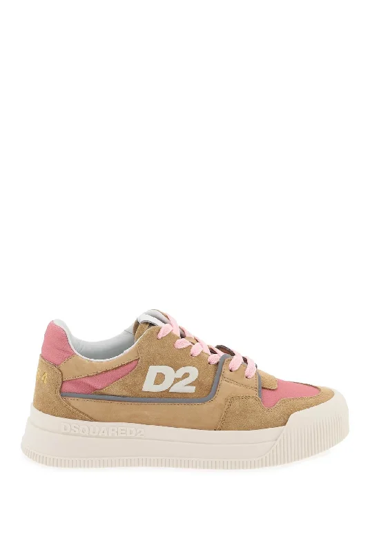 Dsquared2 Suede New Jersey Sneakers In Leather Retro Plimsoll Style  