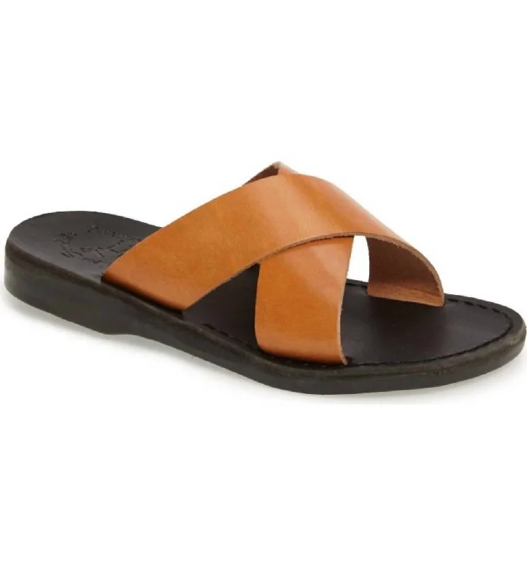 Elan Slide Sandal In Black / Tan Minimalist Sneaker Style  