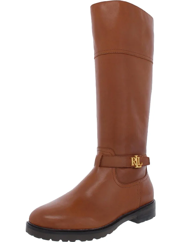 Everly Womens Leather Tall Mid-Calf Boots Skateboarding Sneaker Style  