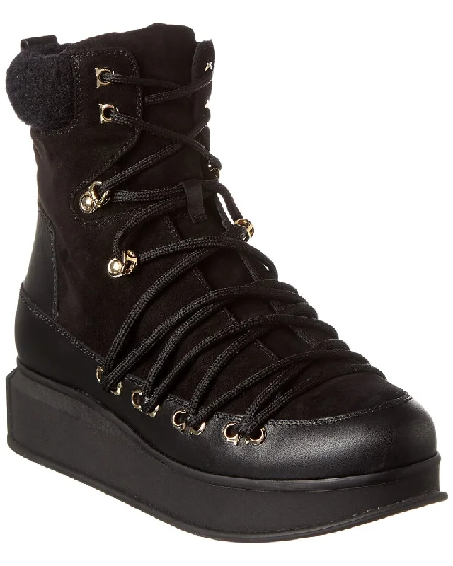 Ferragamo Suede & Leather Boot Zip - Up Boot Style  