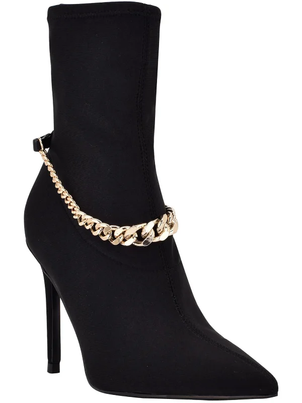 Forsta Womens Satin Pointed Toe Ankle Boots Checkered Shoe Pattern Look  