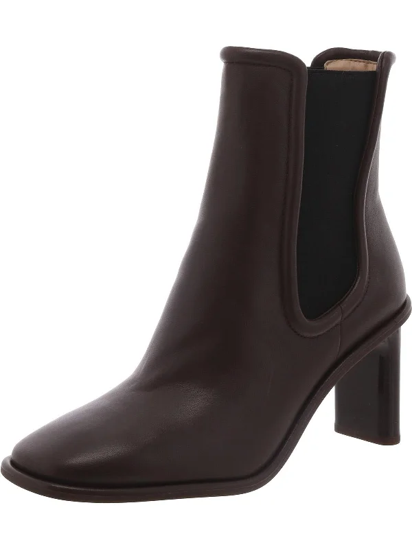 Geneva Womens Leather Pull On Chelsea Boots Chunky Platform Sneaker Style  