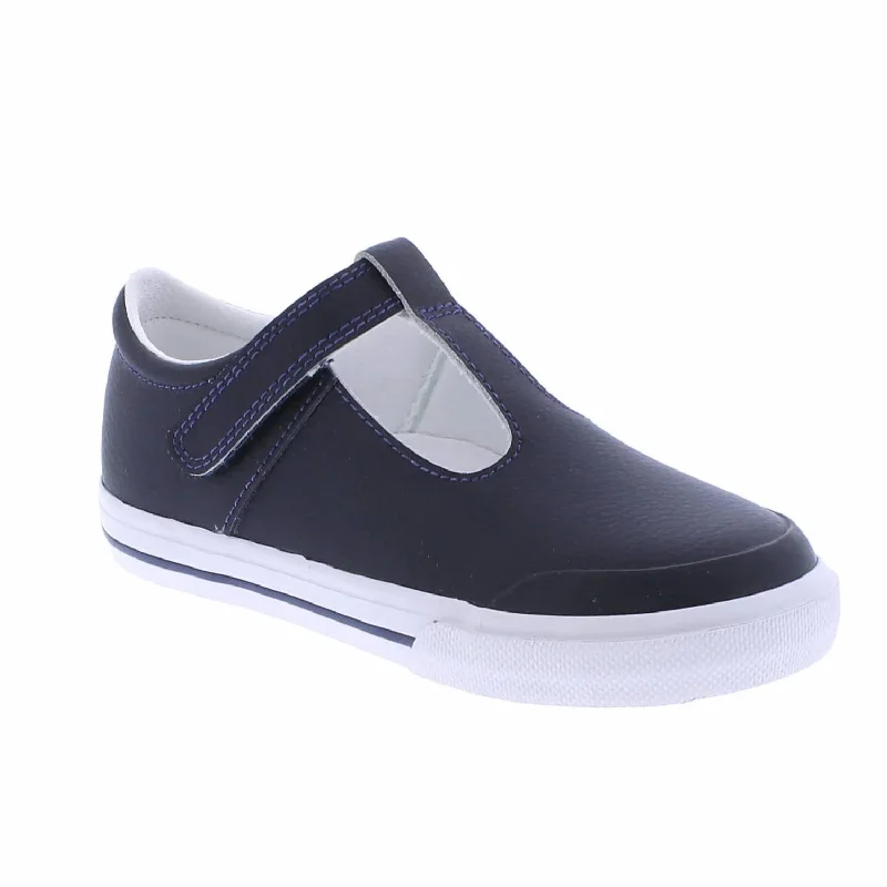 Girl's Drew Sneakers In Navy Leather Open - Lacing Derby Look  