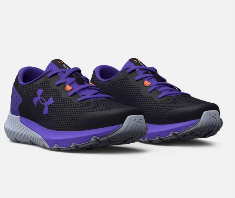 Girl's Rogue 3 Running Shoe In Black/blue/purple Lightweight Tennis Sneaker Look  