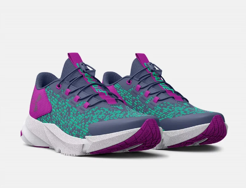 Girls Scramjet 5 Running Shoe In Purple/bright Green Buckle -