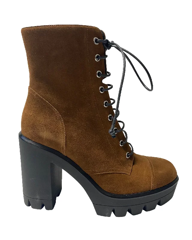 Giuseppe Zanotti Ankle Lace Up Boots in Brown Suede Patchwork Shoe Aesthetic  