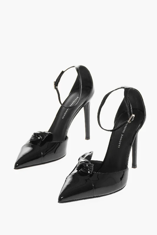 Giuseppe Zanotti Patent Leather Sandals With Knot Deail Heel 11 Cm Victorian - Era Boot Style Giuseppe Zanotti Patent Leather Sandals With Knot Deail Heel 11 Cm Victorian - Era Boot Style