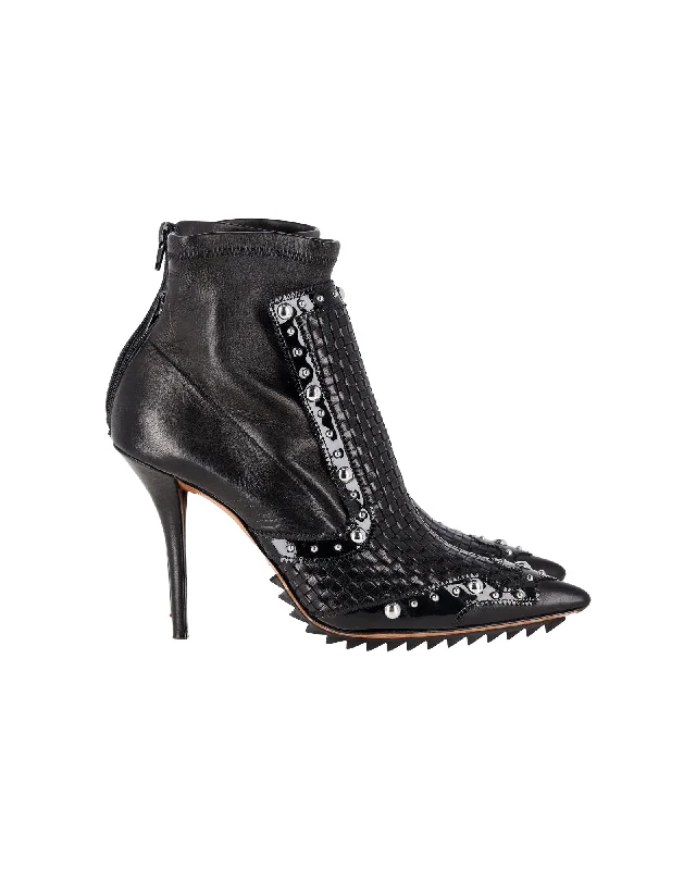 Givenchy Iron Studded Ankle Boots in Black Leather Camouflage Print Boot Style  
