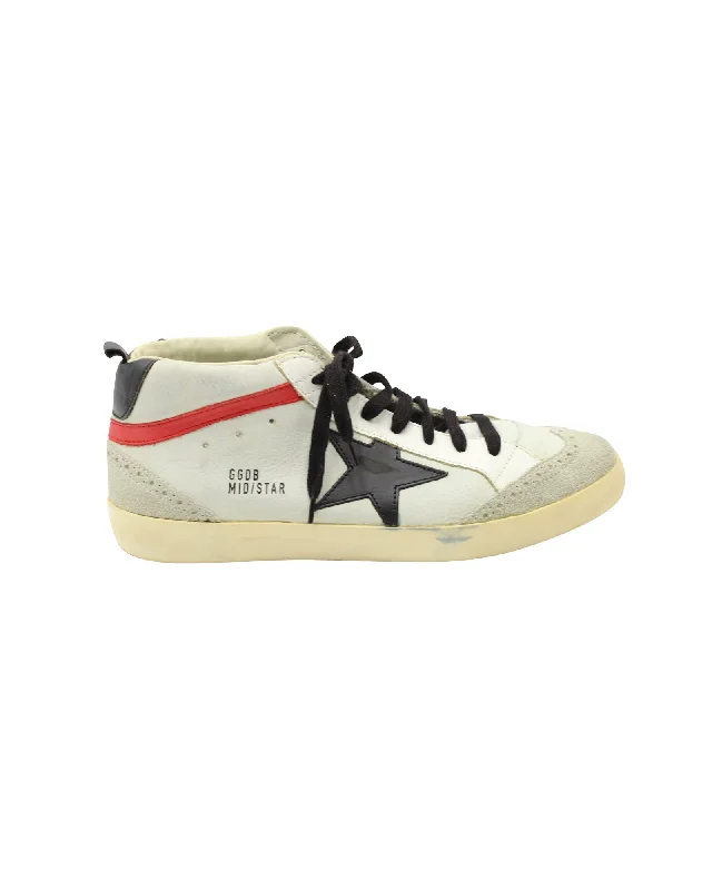 Golden Goose Ice Nabuk Star Mid-Cut Sneakers in Grey Leather Memory - Foam Slipper Look  