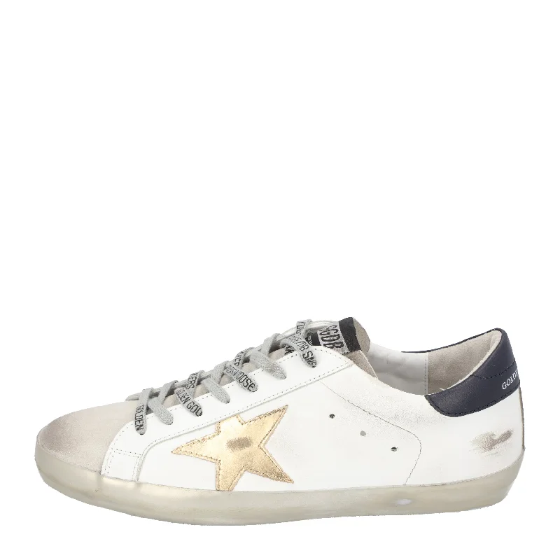 Golden Goose white/gold Superstar low top leather sneakers Athleisure Derby Style  