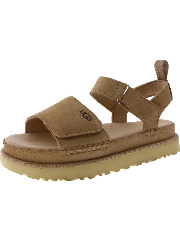 Goldenstar Womens Suede Platform Sandals Zip - Up Boot Style  
