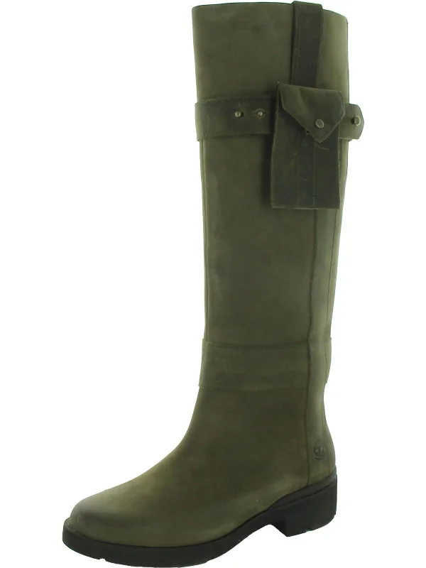 Graceyn Womens Leather Tall Knee-High Boots British Gentleman Oxford Style  