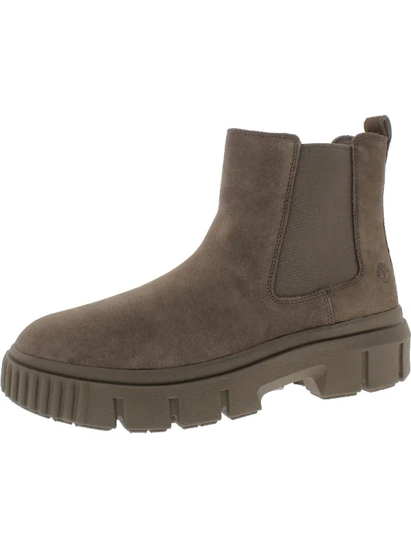 Greyfield Womens Leather Casual Ankle Boots Checkered Shoe Pattern Look  