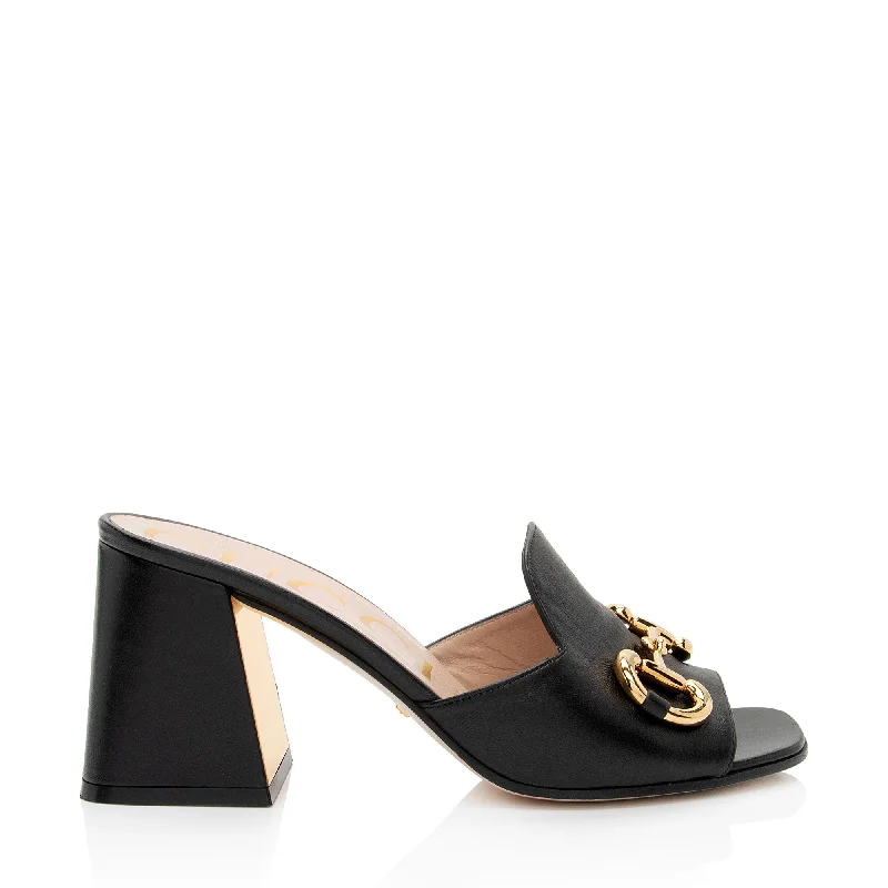 Gucci Leather Horsebit Slide Sandals Slide Sandal Beach Style  