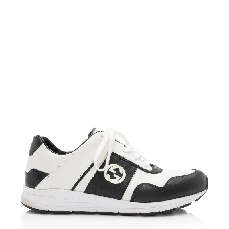 Gucci Leather Interlocking G Sneakers Two - Tone Shoe Design  