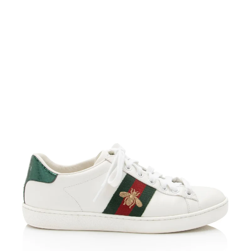 Gucci Leather New Ace Bee Sneakers Chunky Platform Sneaker Style  