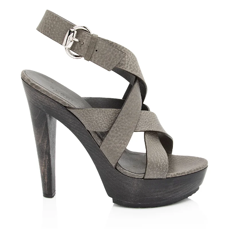 Gucci Leather Old Libeccio Platform Sandals Patchwork Shoe Aesthetic  