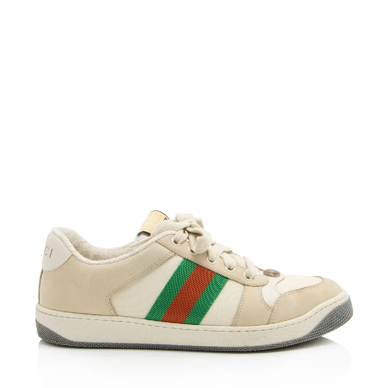 Gucci Leather Web Screener Sneakers Casual Loafer Style          